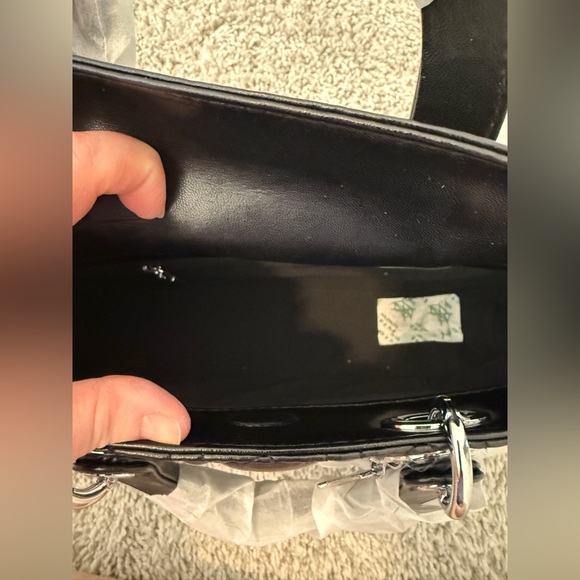 LADY D - fashion inspired Black Quilted Leather Top-Handle Bag w/Silver Hardware - Picture 3 of 6